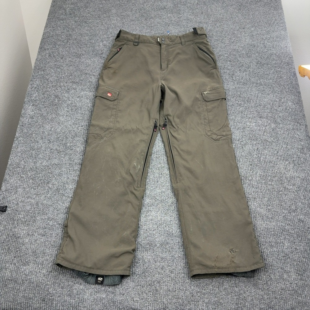 Quiksilver Snow Pants Men L Green Nylon 5000 Series Cargo Ski Snowboard Gorpcore